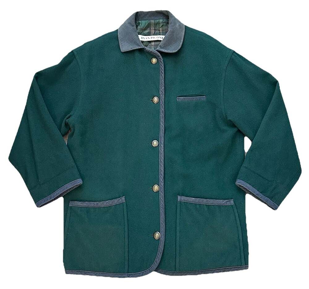 Vintage Evan Picone Womens 6 Jacket Green 100% Wool Casual USA Autumn Winter
